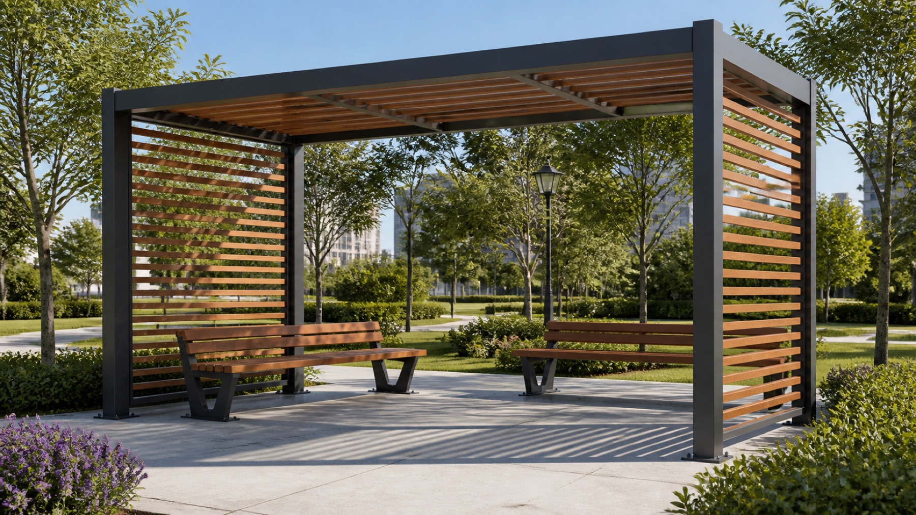 Public park rest pergola concept